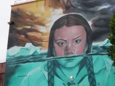 Во Бристол нацртан џиновски мурал на Грета Туберг-светската активистка за запирање на климатските промени